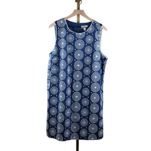 On 34th Womens XL Blazing Navy Blue Eyelet Sunburst Shift Dress 100200243MS NWT